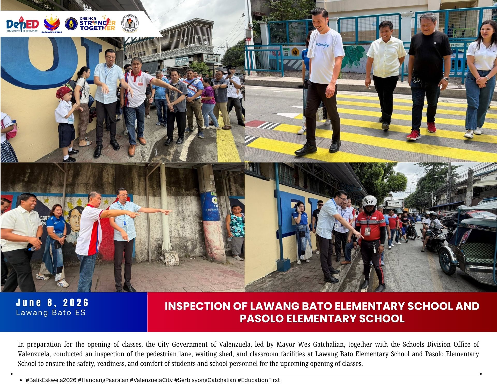 INSPECTION OF LAWANG BATO ELEMENTARY SCHOOL AND PASOLO ELEMENTARY SCHOOL